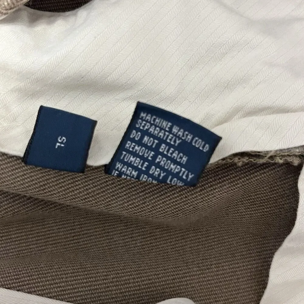 VTG Polo Ralph Lauren 36x32 Beige Twill Leather Trim Pocket Chino Pant Trouser